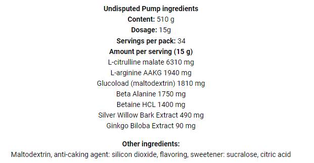 Undisputed Pump Booster - 510 grams - Nutra Best Europe