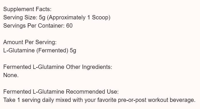 Fermented L-Glutamine - 300 grams - Nutra Best Europe