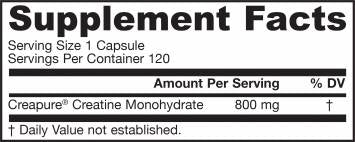 Creatine Monohydrate 800 mg 120 capsules - Nutra Best Europe