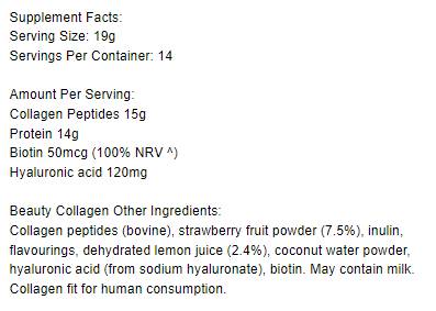 Beauty Collagen | with Collagen Peptides & Hyaluronic Acid - 271 grams - Nutra Best Europe