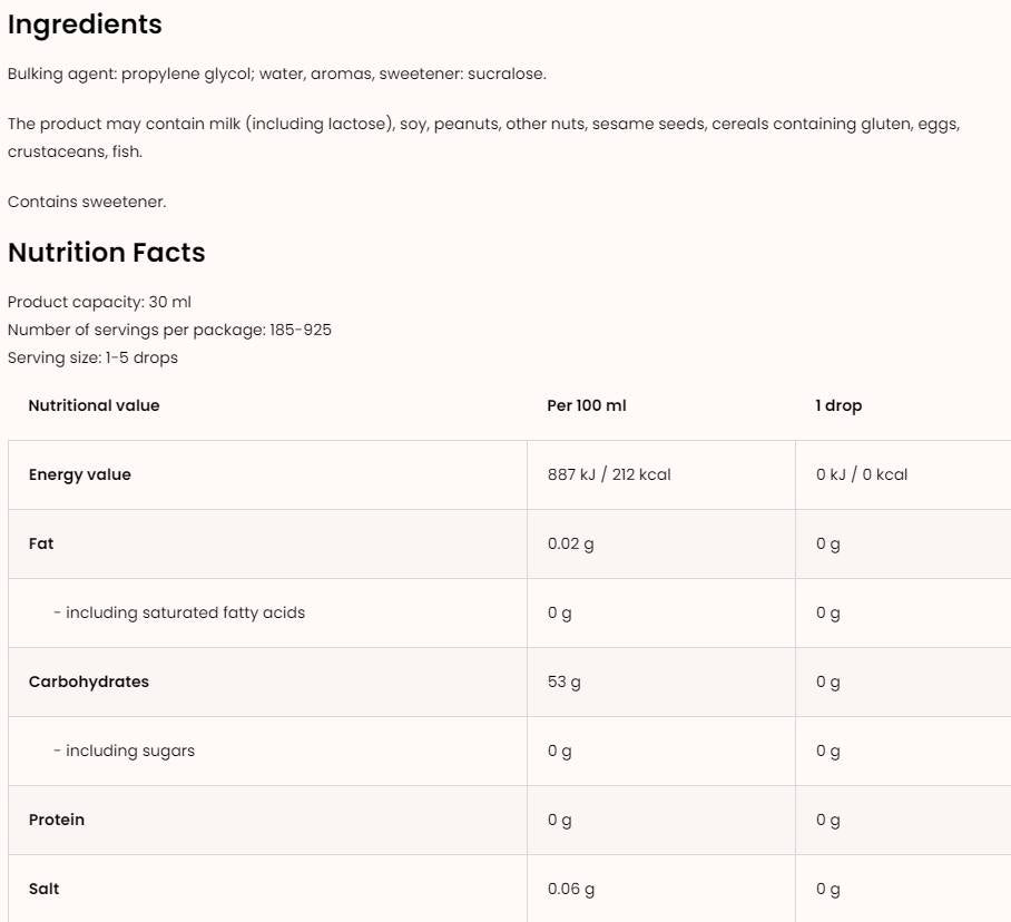 Flavor Drops 30 ml - Nutra Best Europe