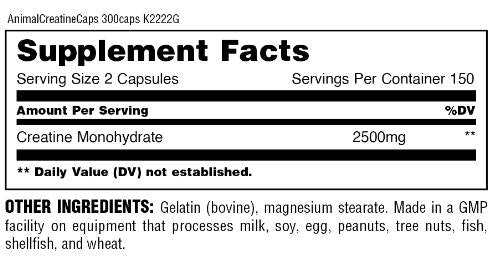 Animal Creatine Micronized Capsules - 300 capsules - Nutra Best Europe