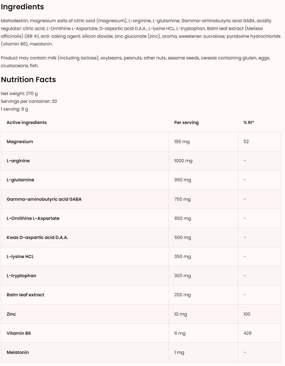 Keep Sleep | Complete Sleep Formula 270 grams - Nutra Best Europe