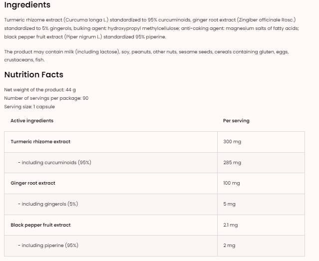 Turmeric + Black Pepper + Ginger 90 capsules - Nutra Best Europe