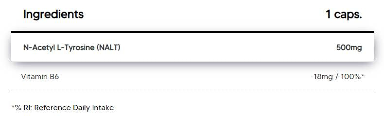 NALT + B6 | 500 mg N-Acetyl L-Tyrosine - 100 capsules - Nutra Best Europe