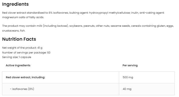 Red Clover 500 mg | with 8% Isoflavones 60 capsules - Nutra Best Europe