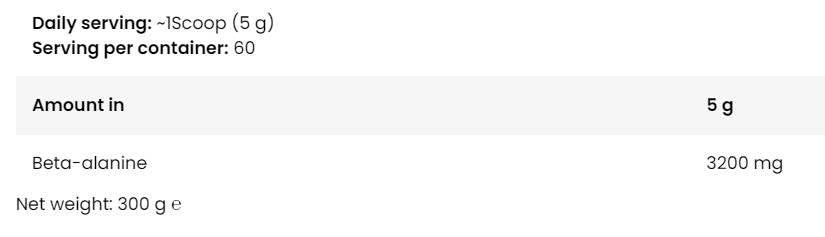 LevroLegendary Beta-Alanine Powder - 300 grams - Nutra Best Europe