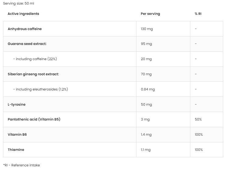 Energy Shot | with Guarana and Eleuthero 100 ml - Nutra Best Europe