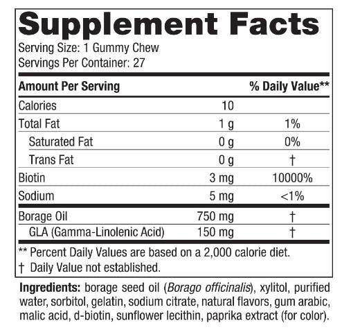 Hair & Skin Gummy Chews - 27 gummy candies - Nutra Best Europe