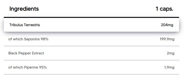 Tribulus Terrestris 204 mg | with 98% Saponins - 120 capsules - Nutra Best Europe
