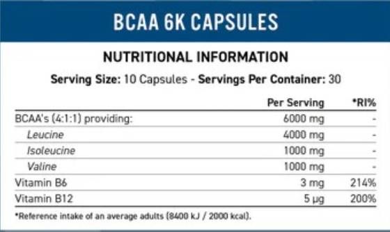 BCAA 6K - 300 capsules - Nutra Best Europe
