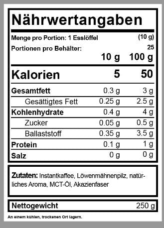 Instant Coffee - Brain Fuel - 250 grams - Nutra Best Europe