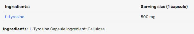 L-Tyrosine 500 mg - 100 capsules - Nutra Best Europe