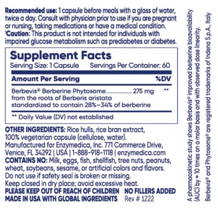 Berberine Phytosome | with Berbevis® - 60 capsules - Nutra Best Europe