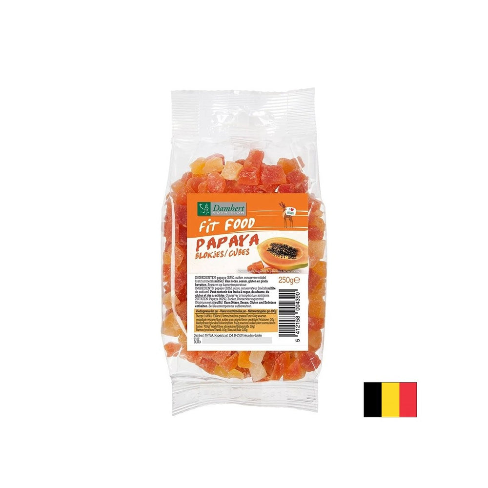 Dried papaya fruit, diced, 250 g - Nutra Best Europe