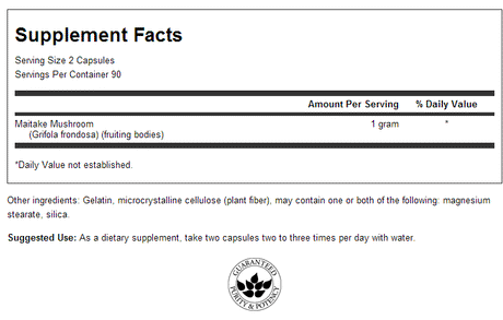 Maitake Mushroom 500 mg 180 capsules - Nutra Best Europe