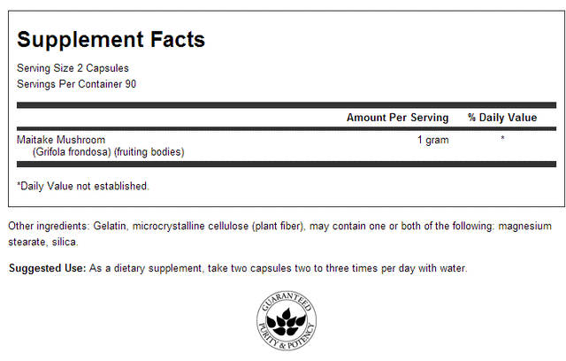 Maitake Mushroom 500 mg 180 capsules - Nutra Best Europe