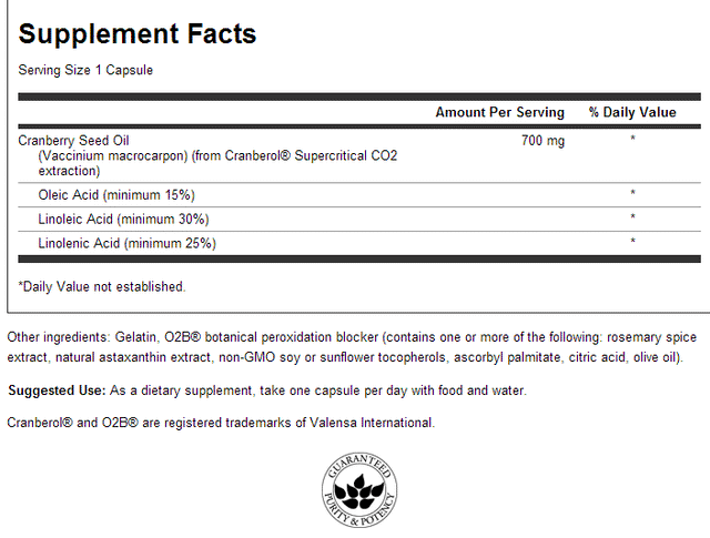 Omega 3-6-9 Cranberry 700 mg 30 Gel capsules - Nutra Best Europe
