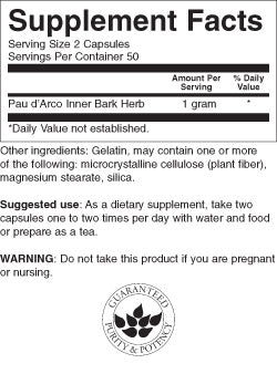 Pau D'Arco 500 mg - 100 capsules - Nutra Best Europe