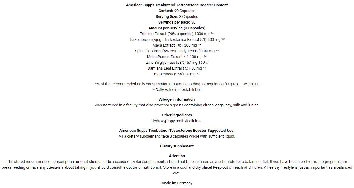 Trenbuterol® | German Anabolic Hardcore Muscle Builder with Turkesterone - 90 capsules - Nutra Best Europe