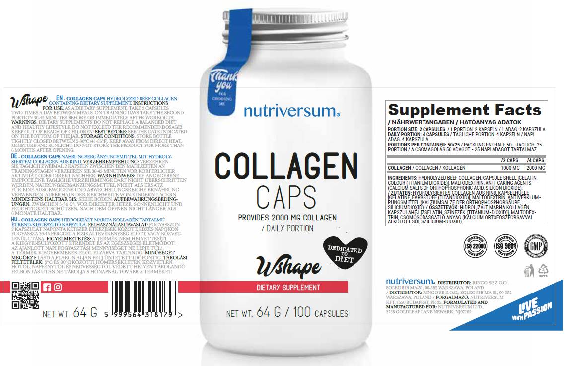 Collagen Caps 500 mg - 100 capsules - Nutra Best Europe