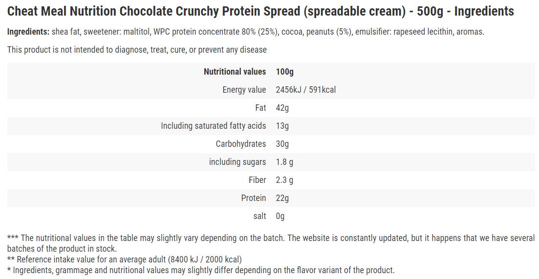 Protein Spread / Chocolate Crunchy - 500 grams - Nutra Best Europe