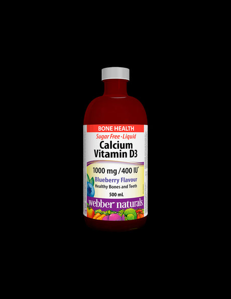 Calcium & Vitamin D3 Liquid/ Calcium 1000 mg + Vitamin D3 400 IU x 500 ml with blueberry flavor Webber Naturals - Nutra Best Europe
