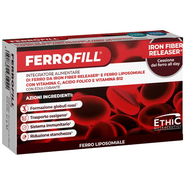 FERROFILL 30 mg | with Iron Fiber Releaser® & Liposomal Iron - 30 Tablets - Nutra Best Europe