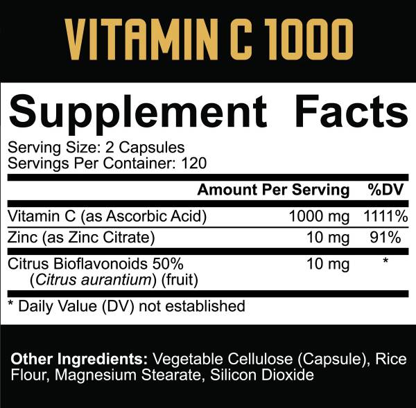 Vitamin C 1000 | with Zinc & Citrus Bioflavonoids - 240 capsules - Nutra Best Europe