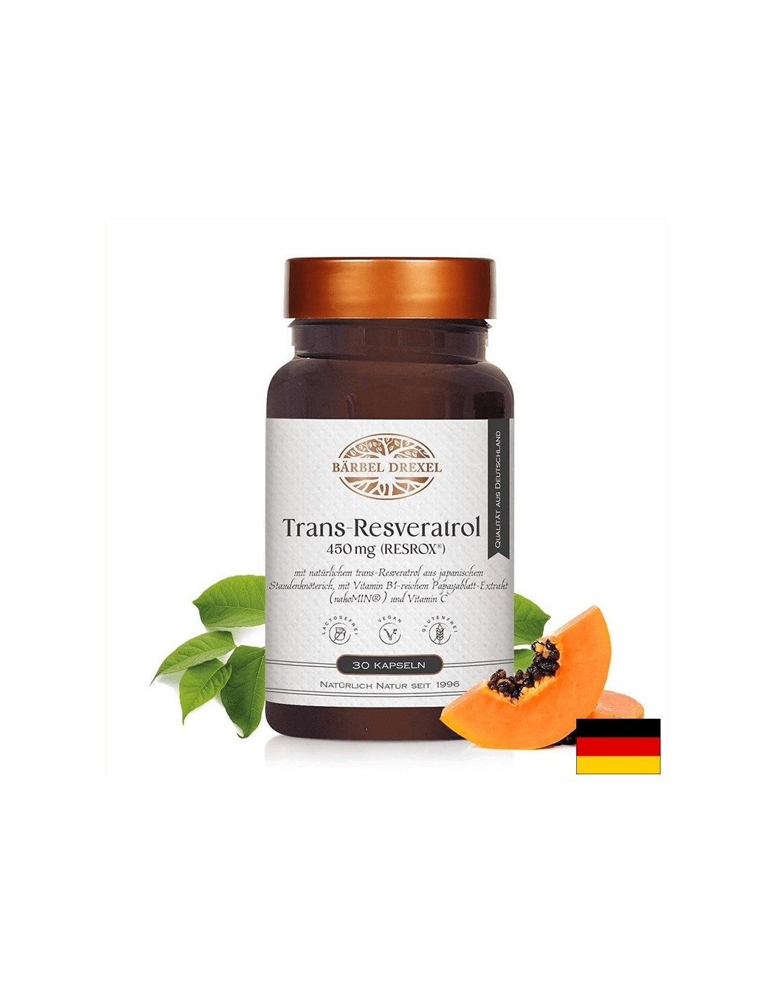 RESROX® trans-resveratrol - heart and blood vessels - Antiaging and cardioprotective formula, 450 mg, 30 capsules - Nutra Best Europe