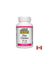 Zinc Chelate/ Zinc (chelate) 25 mg x 90 tablets Natural Factors - Nutra Best Europe
