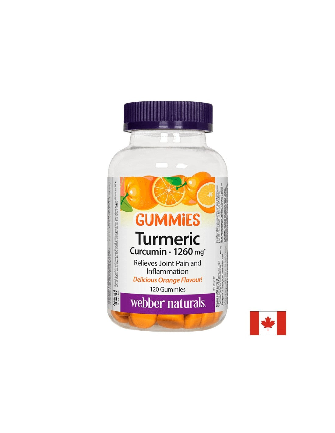 Turmeric Curcumin Gummies / Turmeric, 120 orange-flavored jelly tablets Webber Naturals - Nutra Best Europe