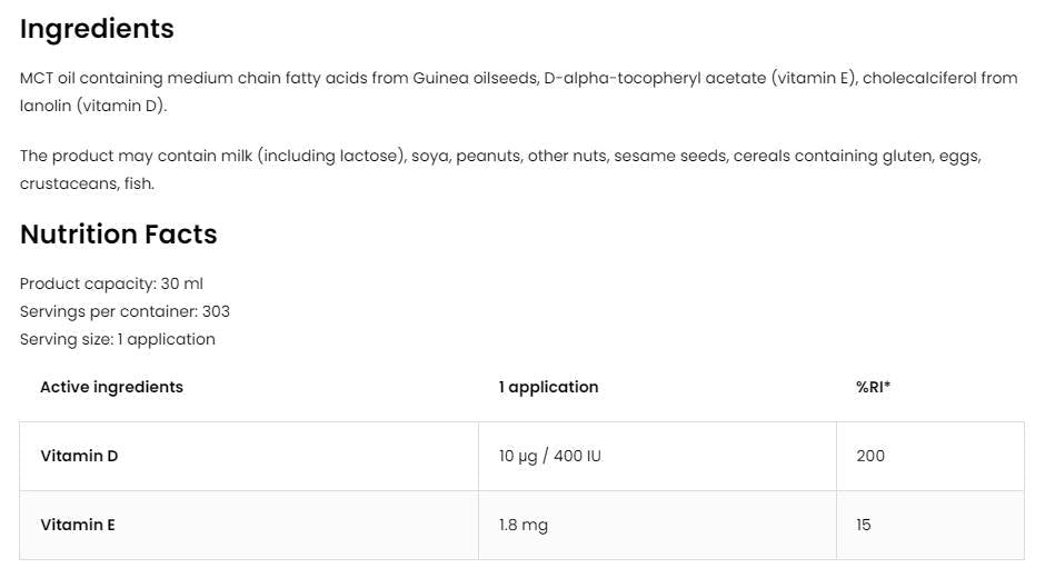 Vitamin D3 400 IU | Baby Spray 30 ml - Nutra Best Europe