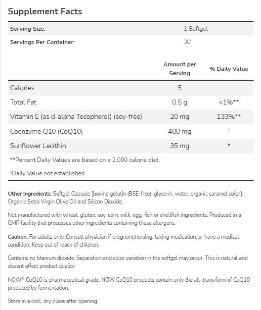 CoQ10 400 mg - 30 Gel capsules - Nutra Best Europe