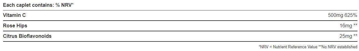 Vitamin C 500 mg / Timed Release with Rose Hips & Bioflavonoids - 100 caplets - Nutra Best Europe