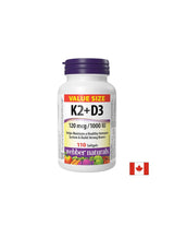 To support bones and teeth - Vitamin K2 120 µg + D3 1000 IU 25 µg x 110 softgel capsules/ 110 doses - Nutra Best Europe
