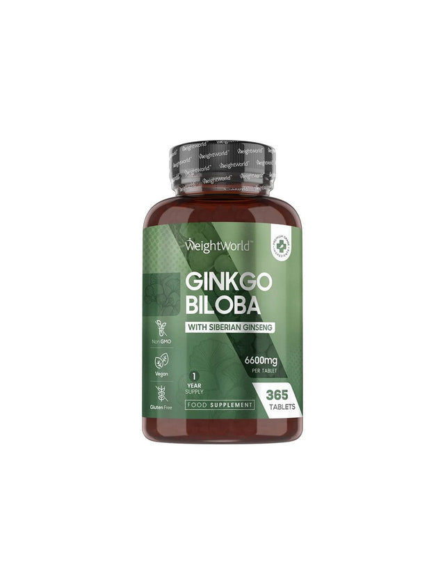 Brain function and circulation - Ginkgo biloba 120 mg + Siberian ginseng 24 mg, 365 tablets - Nutra Best Europe