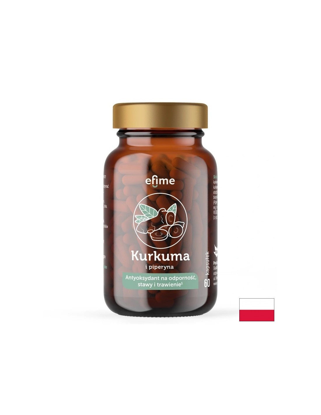 To support joints and good digestion - Turmeric + Black Pepper Efime, 60 capsules - Nutra Best Europe