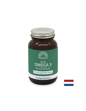 Vegan Omega-3 from Algae - Support for Heart and Brain Function, EPA 150 mg, DHA 100 mg, 60 Capsules - Nutra Best Europe