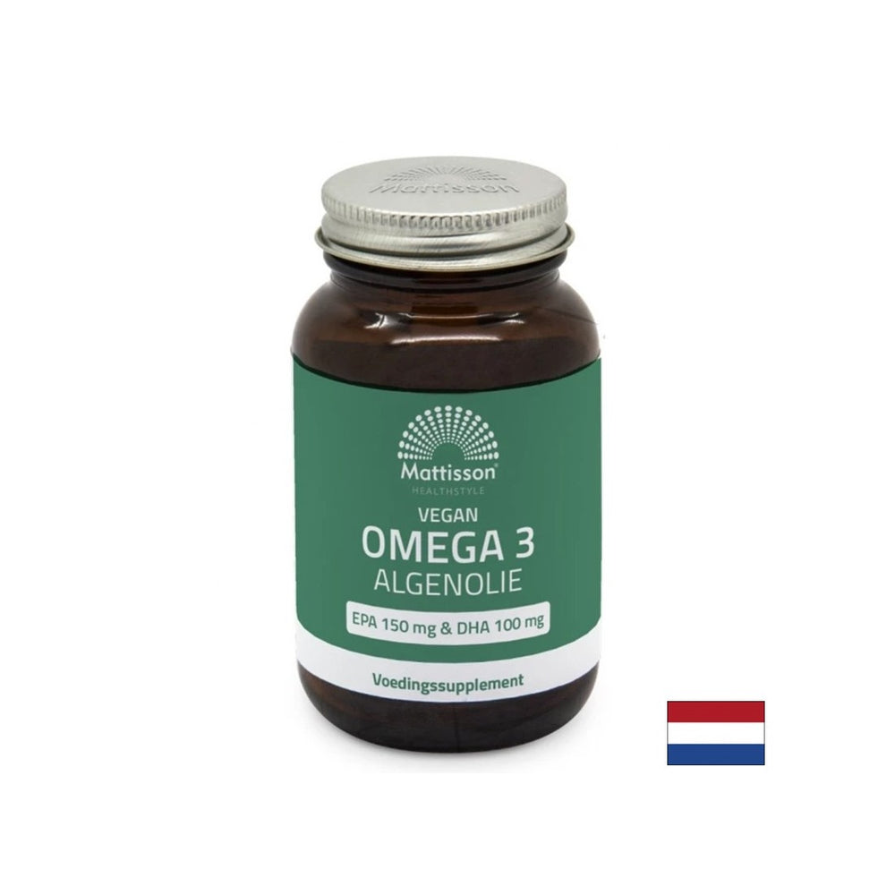 Vegan Omega-3 from Algae - Support for Heart and Brain Function, EPA 150 mg, DHA 100 mg, 60 Capsules - Nutra Best Europe