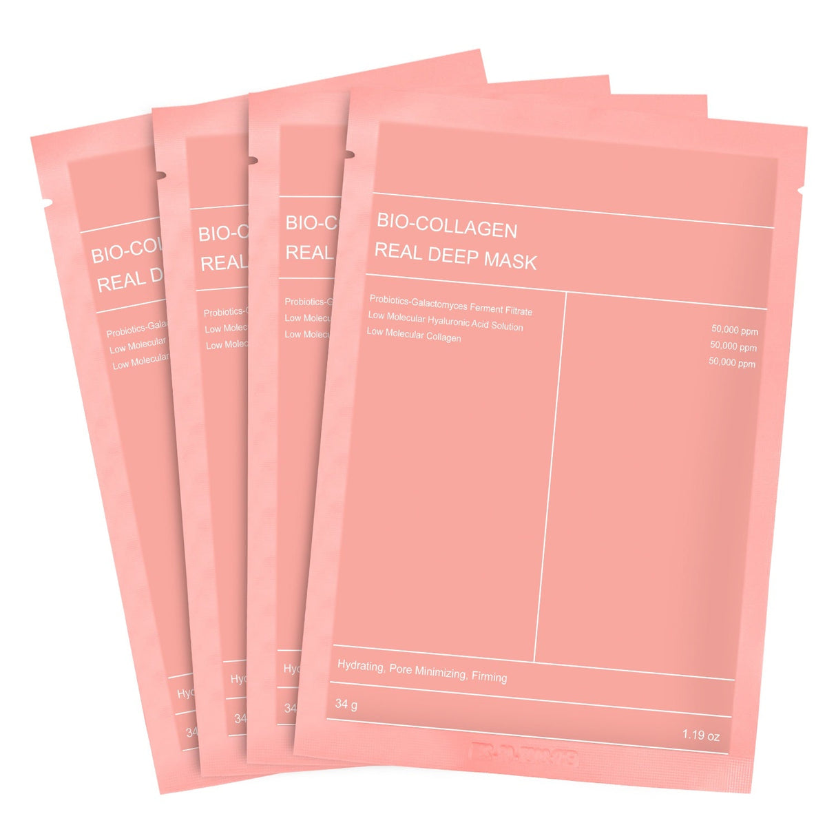 Korean Face Mask with Bio-Collagen, Hyaluronic Acid, Ceramides and Peptides – 1 box (4 pieces) - Nutra Best Europe