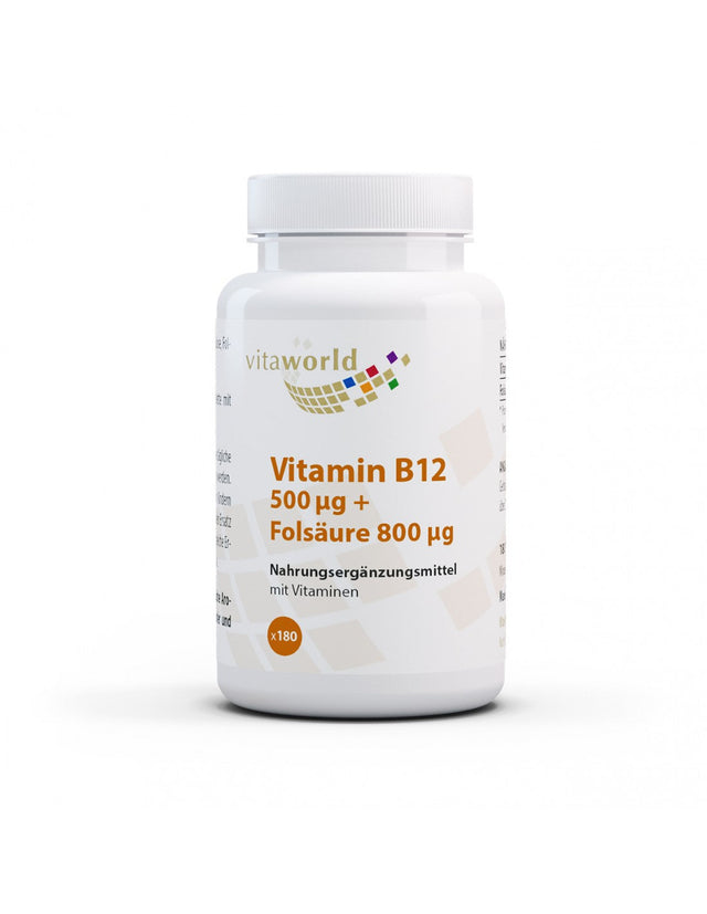 Vitamin B12 + Folsäure / Vitamin B12 + Folic acid, 180 tablets - Nutra Best Europe