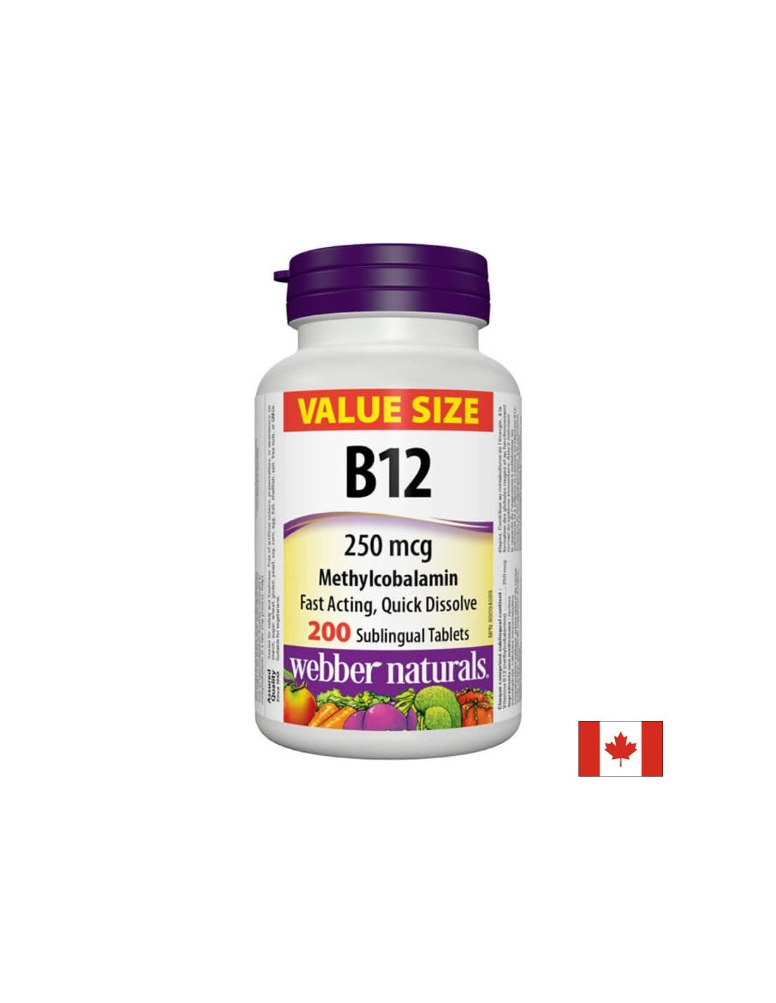 Vitamin B12 Methylcobalamin - Vitamin B12 methylcobalamin 250 µg, 200 sublingual tablets - Nutra Best Europe