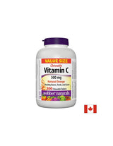 Vitamin C 500 mg Chewable - Vitamin C 500 mg, 300 chewable tablets Webber Naturals - Nutra Best Europe