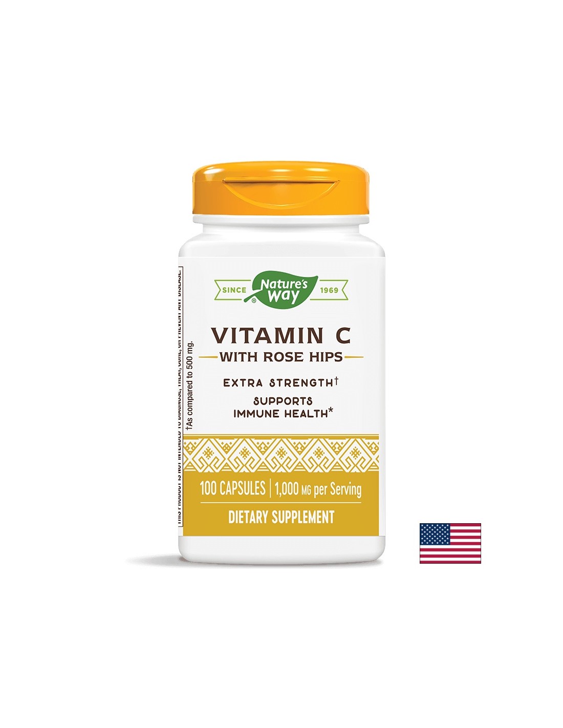 Vitamin C with Rose Hips/ Vitamin C 1000 mg & Rosehip x 100 capsules Nature's Way - Nutra Best Europe