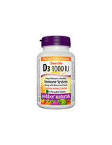 Healthy Bones & Teeth - Vitamin D3 1000 IU, 180 Chewable Tablets Webber Naturals - Nutra Best Europe
