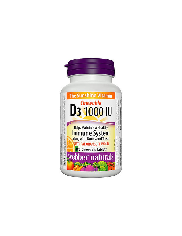 Healthy Bones & Teeth - Vitamin D3 1000 IU, 180 Chewable Tablets Webber Naturals - Nutra Best Europe