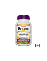 Healthy Bones & Teeth - Vitamin D3 1000 IU, 180 Chewable Tablets Webber Naturals - Nutra Best Europe