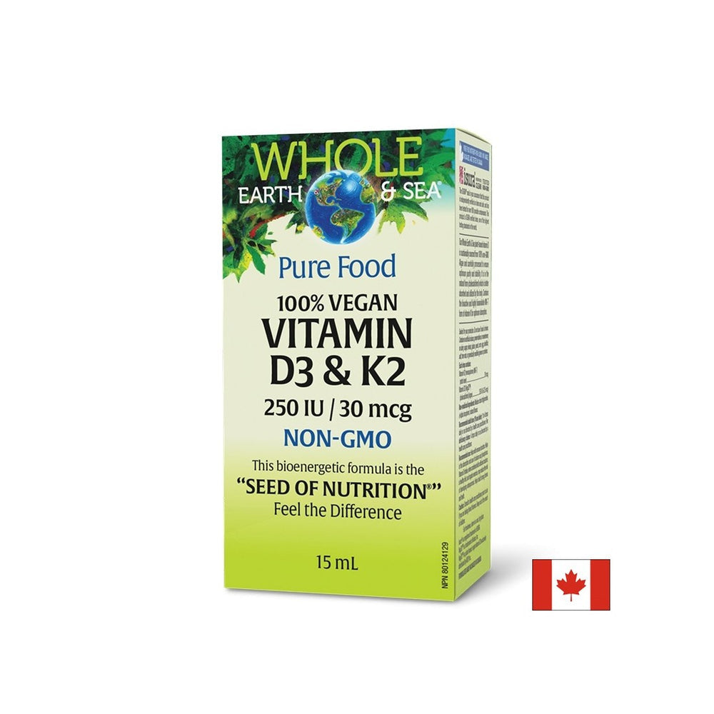 Vitamin D3 250 IU + K2 30 µg Whole earth and sea® - For bones, immunity and healthy blood vessels, 15 ml drops - Nutra Best Europe