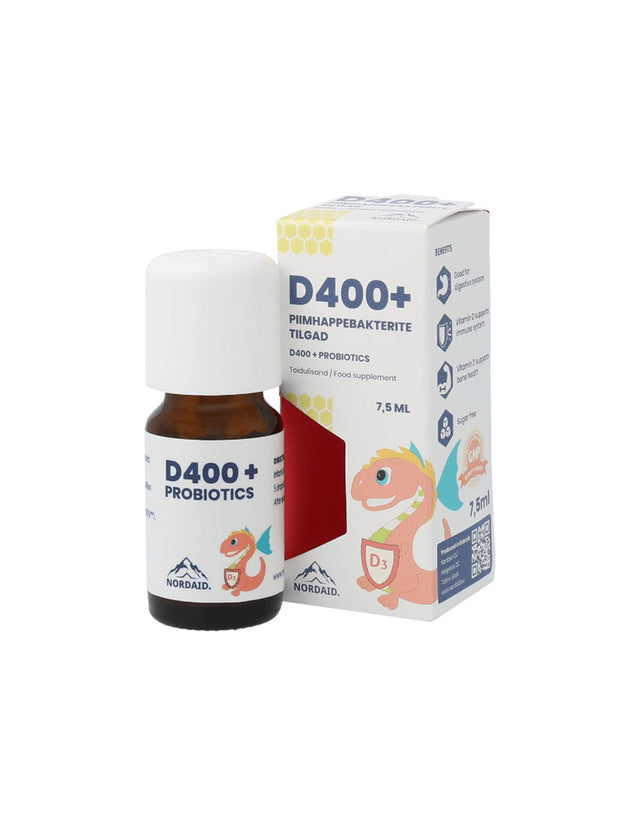 Vitamin D3 400 IU + probiotics - Immunity and digestive system, Drops for children and adults, 7.5 ml - Nutra Best Europe